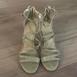 Marc Fisher gold sparkly heels